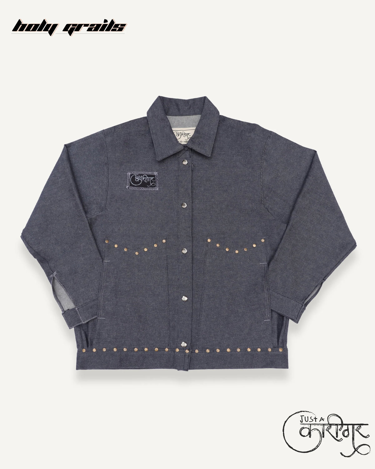 Vintage Rock Dark Grey Denim Jacket HG x Just A Karigar