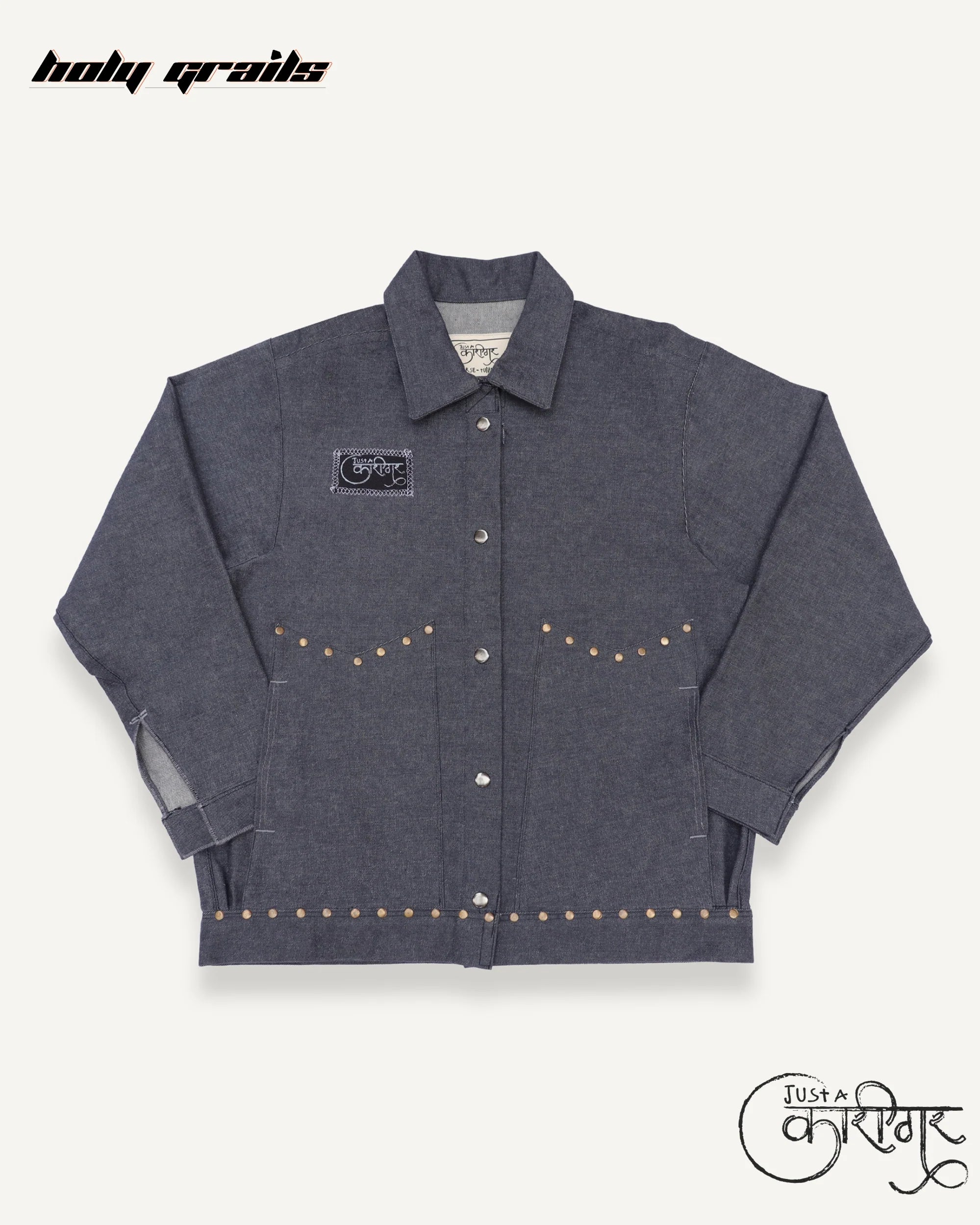 Vintage Rock Dark Grey Denim Jacket HG x Just A Karigar