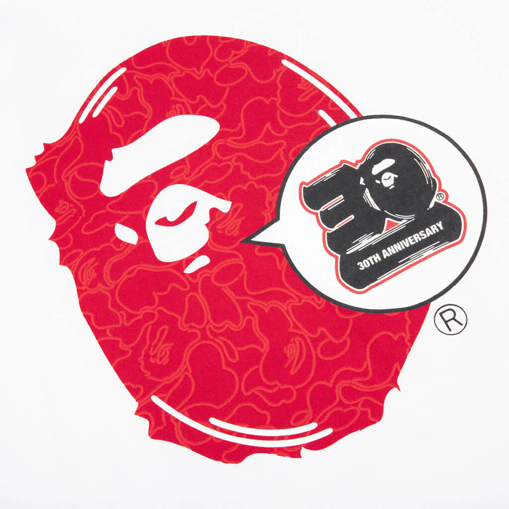 Bape 30th Anniversary Ape Head Tee White Red