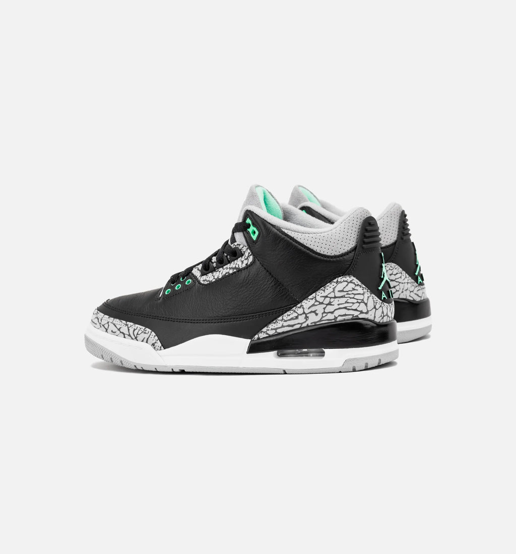 Air Jordan 3 Retro Green Glow Mens Lifestyle Shoe Black Green Glow Wolf Grey White