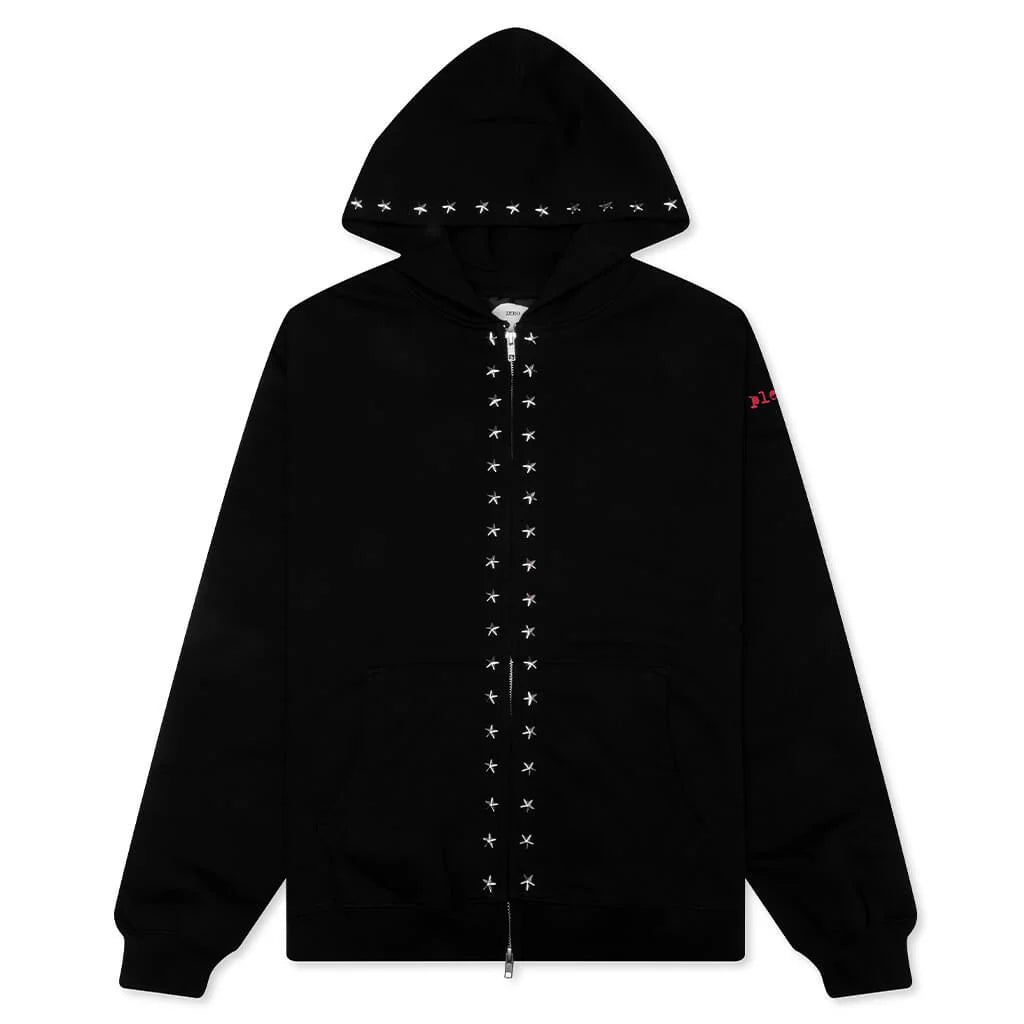 Pleasures x Zero Dane Studded Hoodie Black
