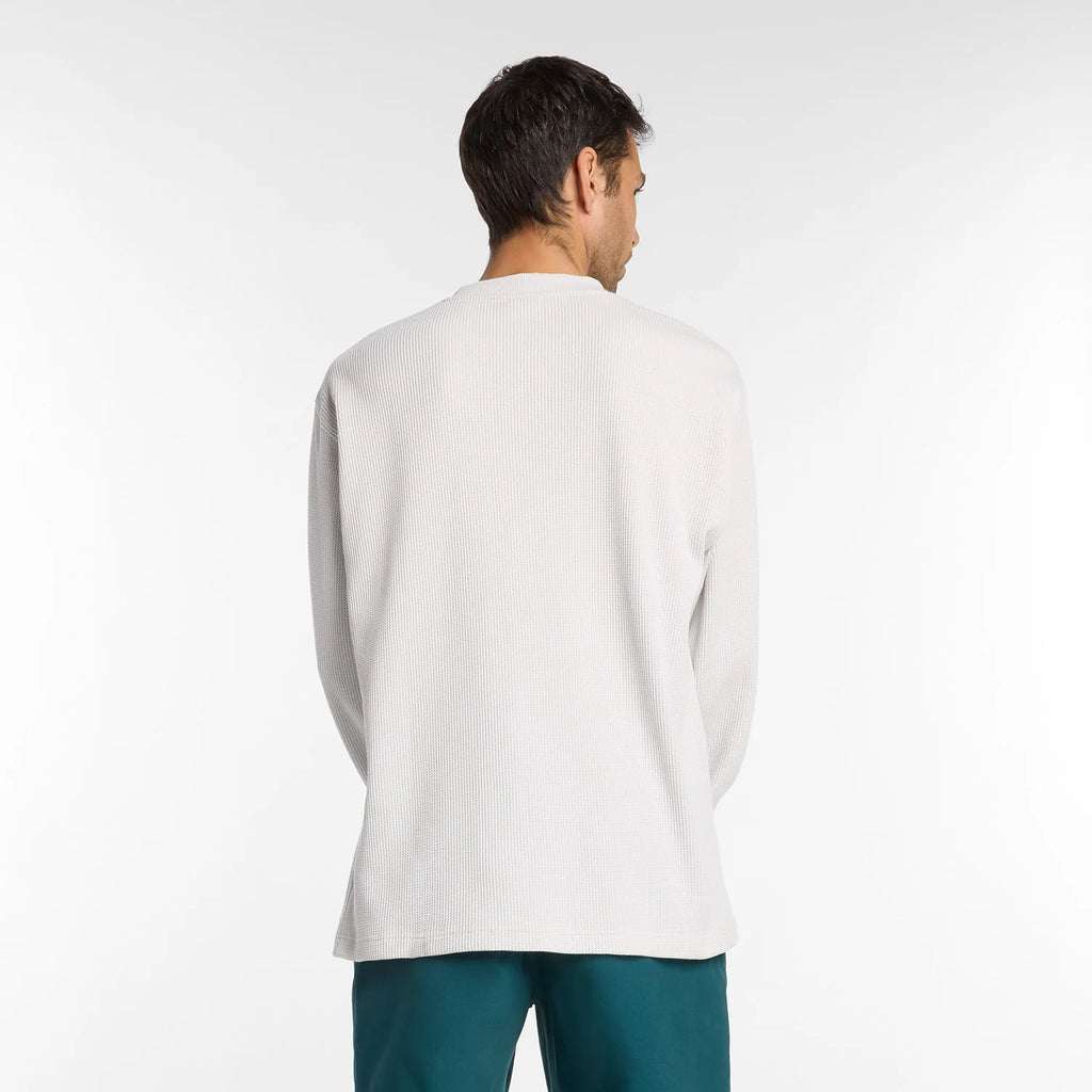 New Balance Numeric Waffle Knit Long Sleeve Henley Oatmeal