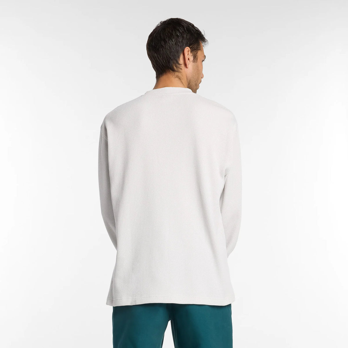 New Balance Numeric Waffle Knit Long Sleeve Henley Oatmeal