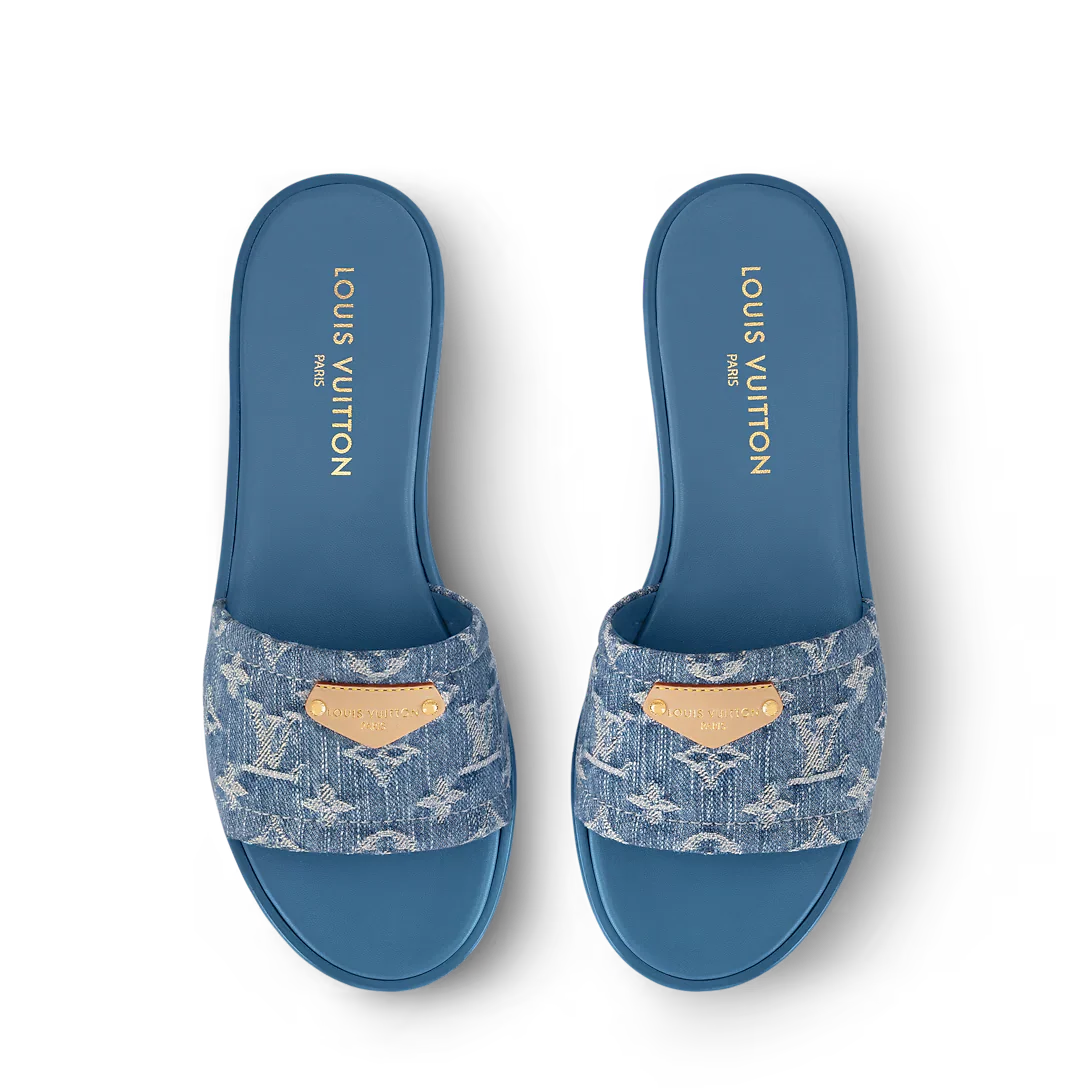 LV Lily Mule Sandals Blue Denim