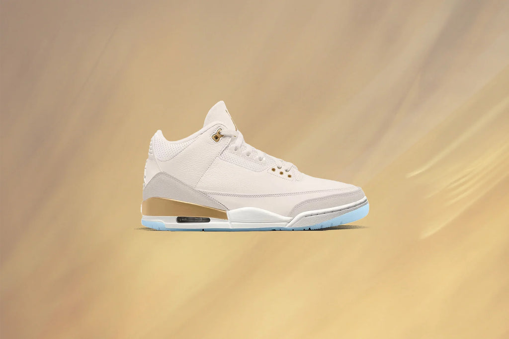 Womens Air Jordan 3 Retro Champagne and Oysters Sail Team Gold Pale Ivory