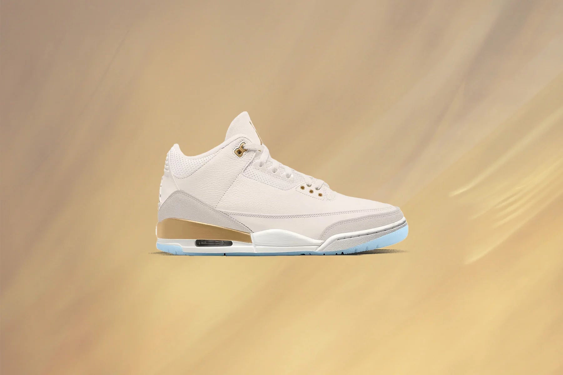 Womens Air Jordan 3 Retro Champagne and Oysters Sail Team Gold Pale Ivory