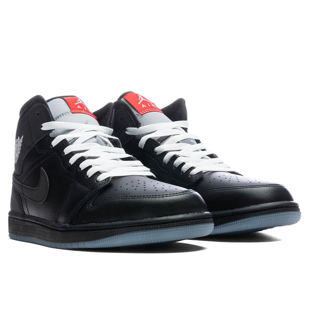 Air Jordan 1 Mid Black Metallic Reimagined Black White Wolf Grey