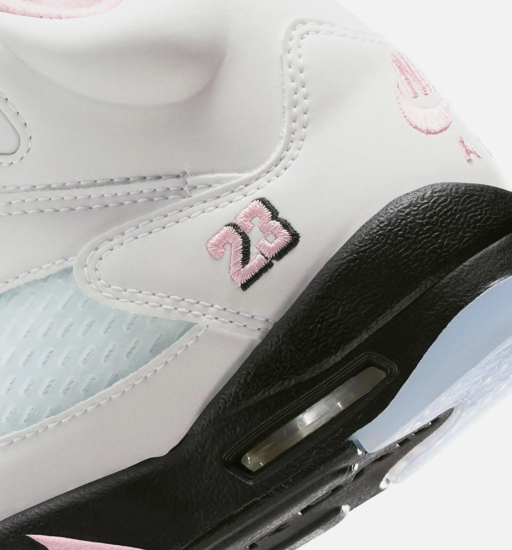 Air Jordan 5 Retro Medium Soft Pink Grade School Lifestyle Shoe White Medium Soft Pink Black Free Shipping