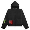 Patches Quilted Zip Hoodie Black