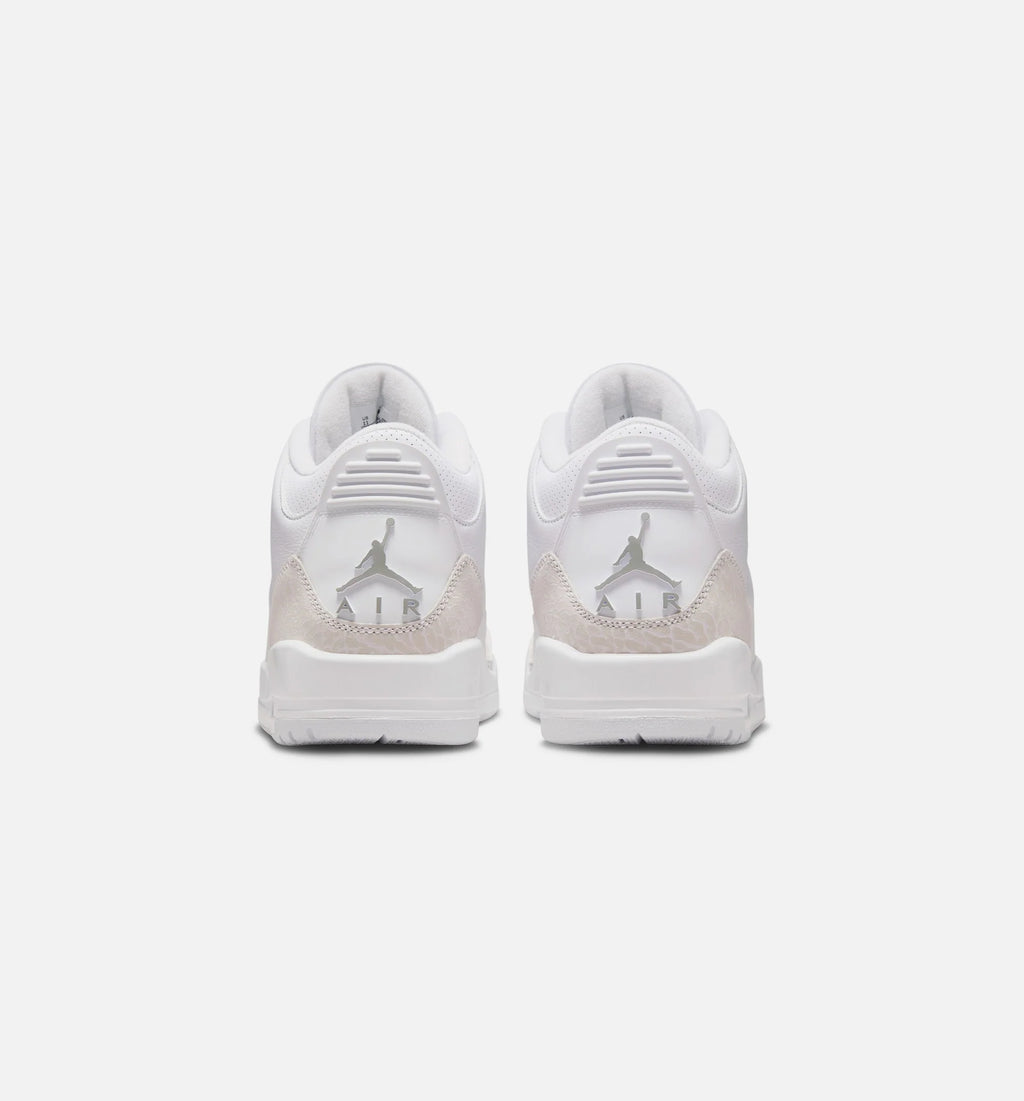Air Jordan 3 Retro White And Silver Mens Lifestyle Shoe White Metallic Silver