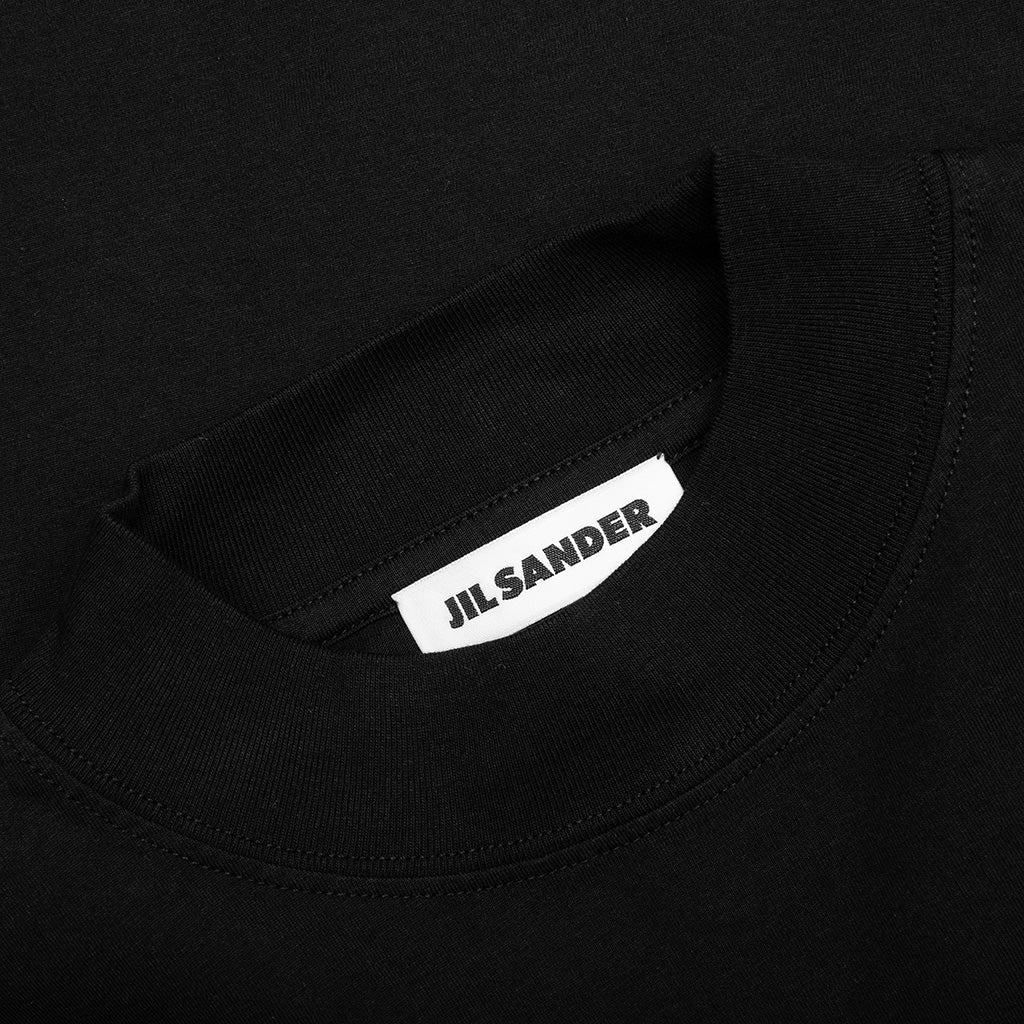 Mock Neck Boxy Fit T Shirt Black