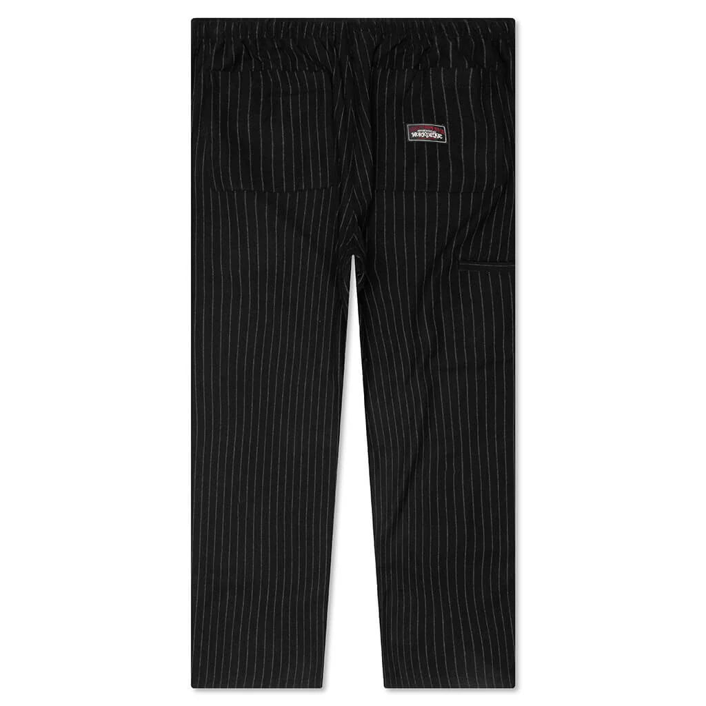 Wool Stripe Beach Pant Black