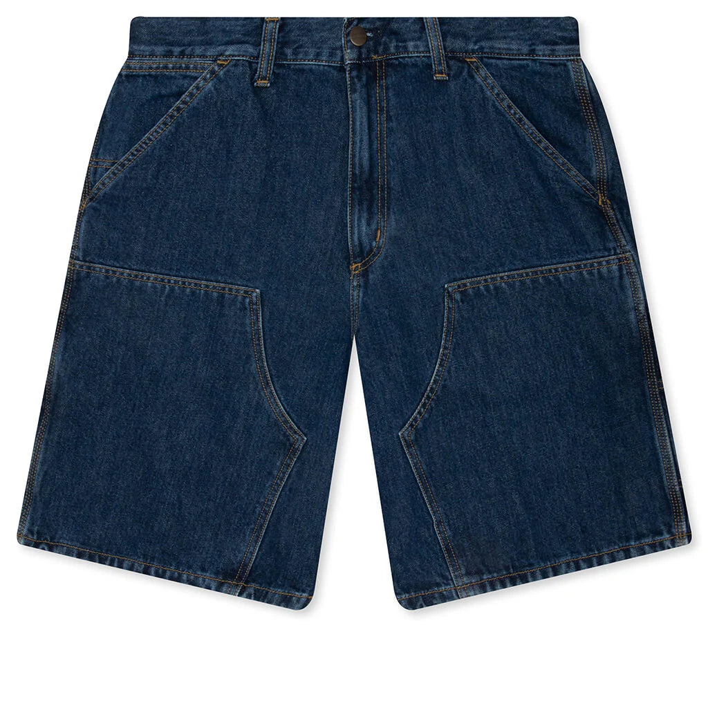 Double Knee Short Blue Stone Washed