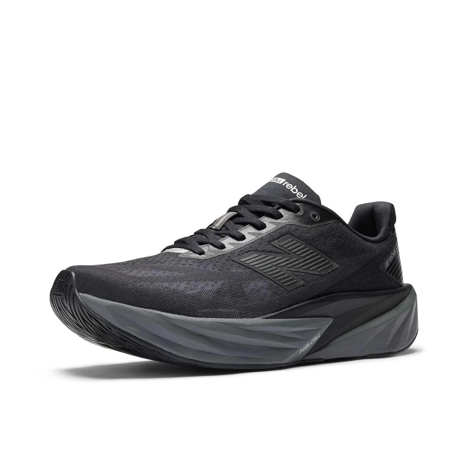 Men's FuelCell Rebel v5 in Black with Castlerock and Silver Metallic