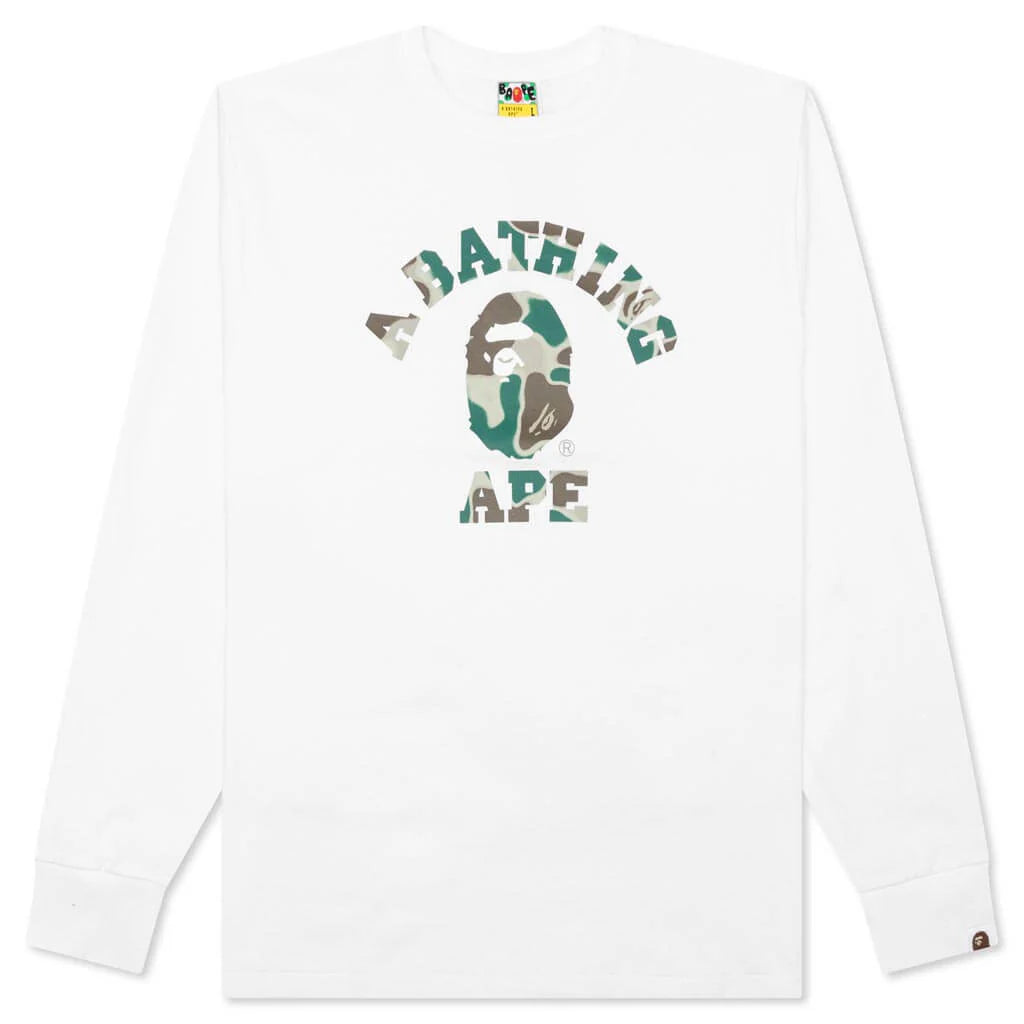 Liquid Camo College L S Tee White