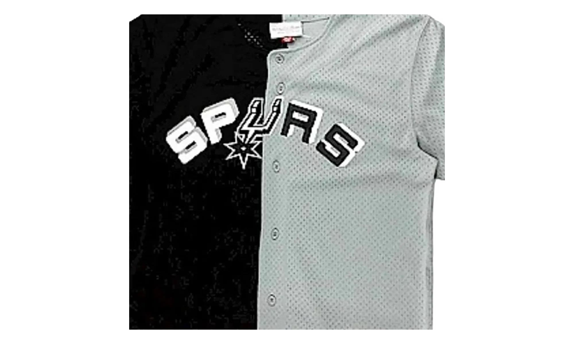 NBA Split Color Mesh Button Front Shirt "San Antonio Spurs - Black" BA88XR SAS K HF5