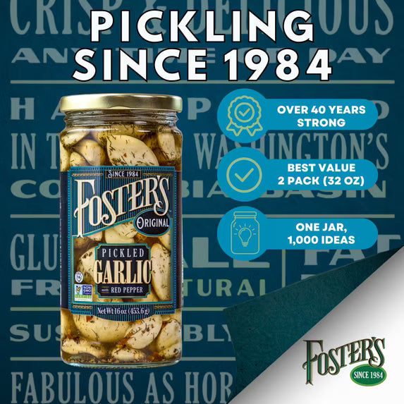 Crunchy Spicy Pickled Garlic with Red Pepper | Ready-to-Eat Fermented Garlic Condiment Made In USA