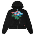 AirBrush Flower Zip Up Hoodie Black