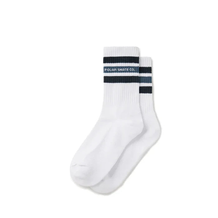 Polar Fat Stripe Rib Socks White Blue