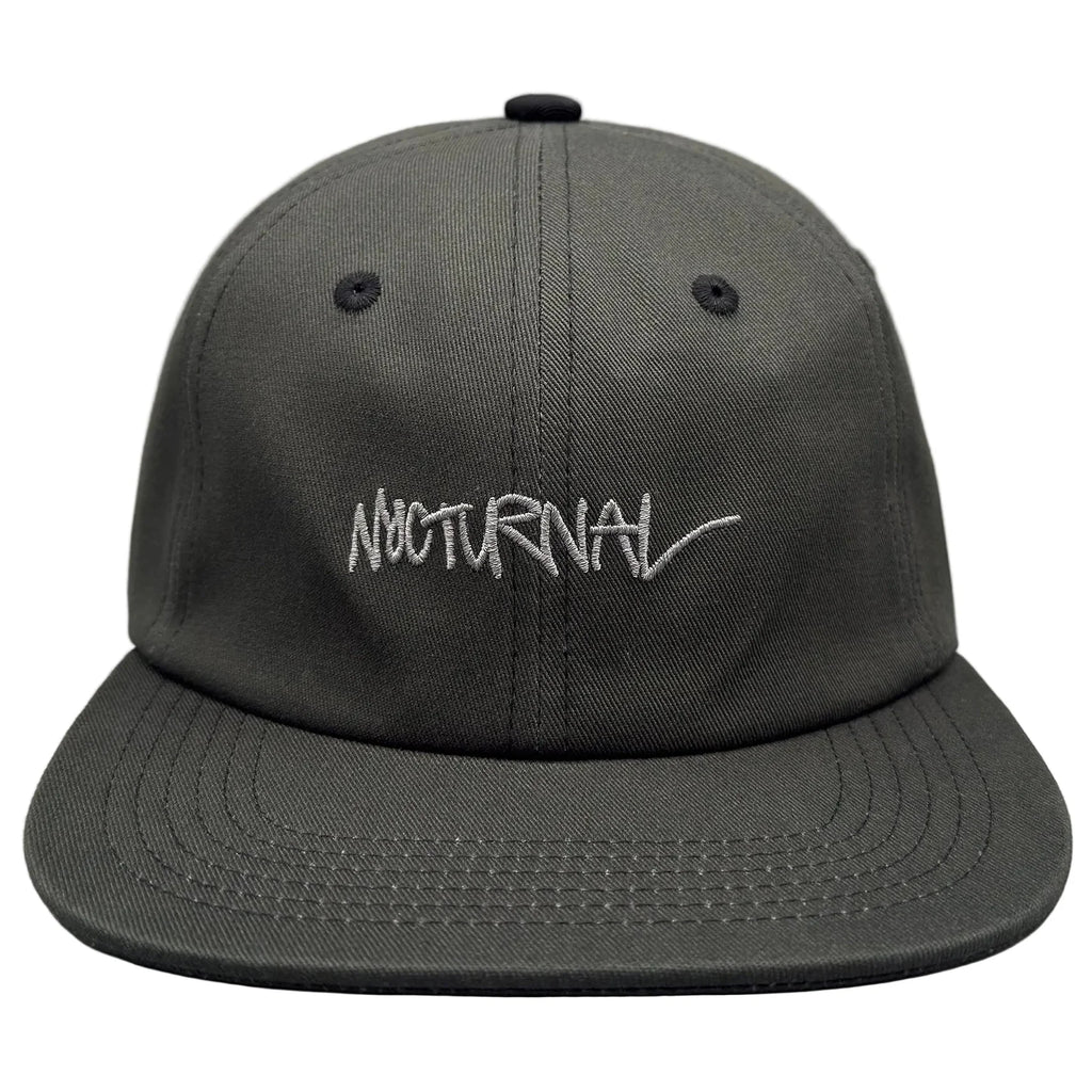 Nocturnal Script Strapback Hat Dark Green Black