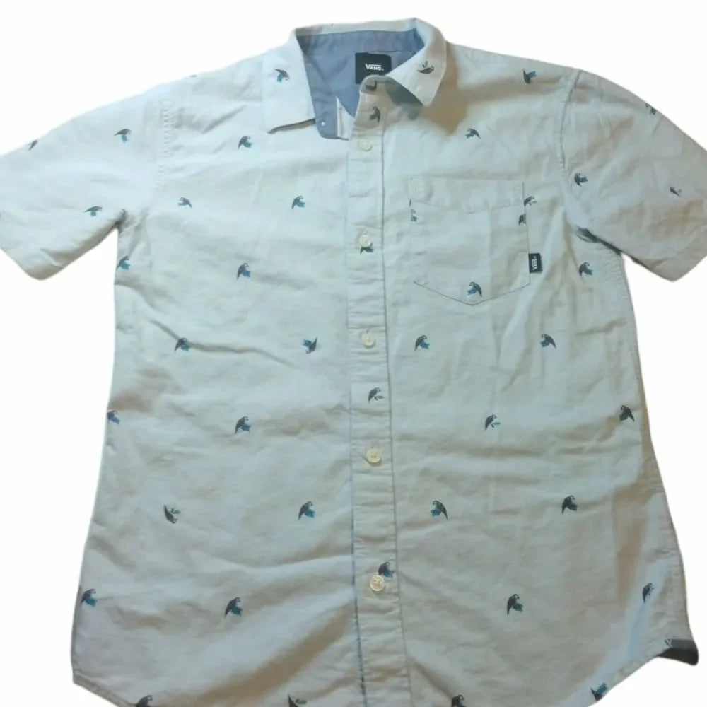 Vans Houser Boys Short Sleeve Button Up Baby Blue
