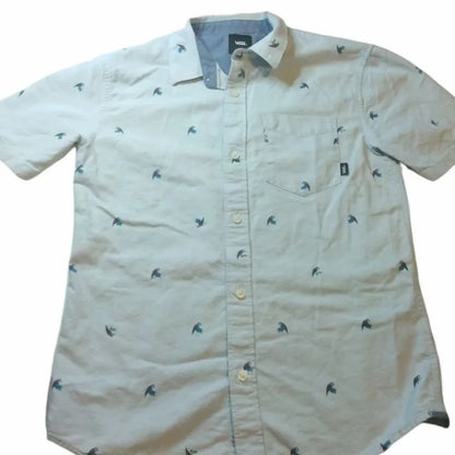 Vans Houser Boys Short Sleeve Button Up Baby Blue