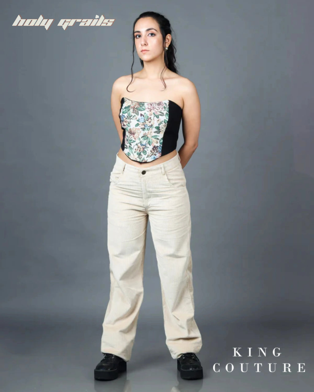 Grey Floral Jacquard Corset HG x King Couture