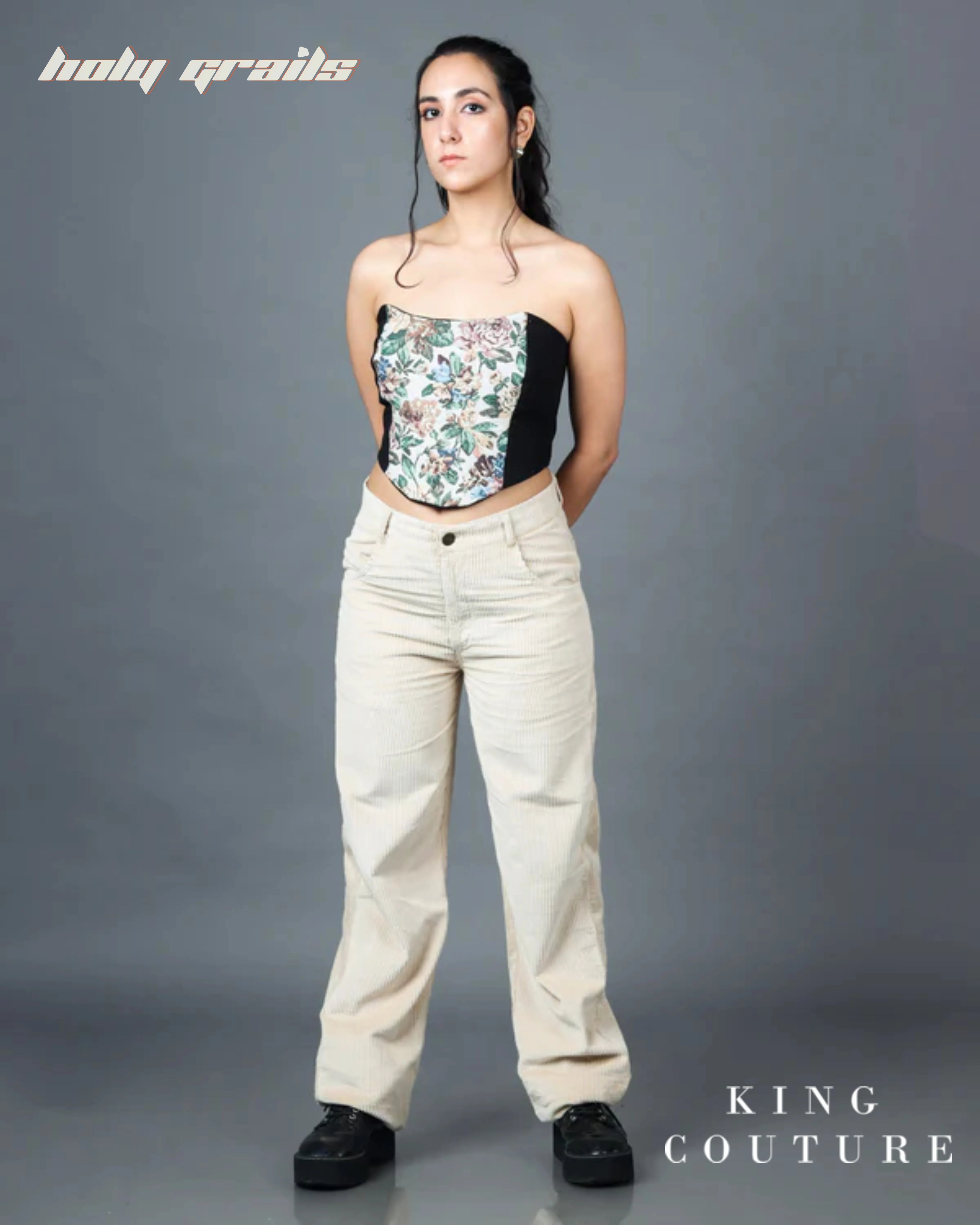 Grey Floral Jacquard Corset HG x King Couture