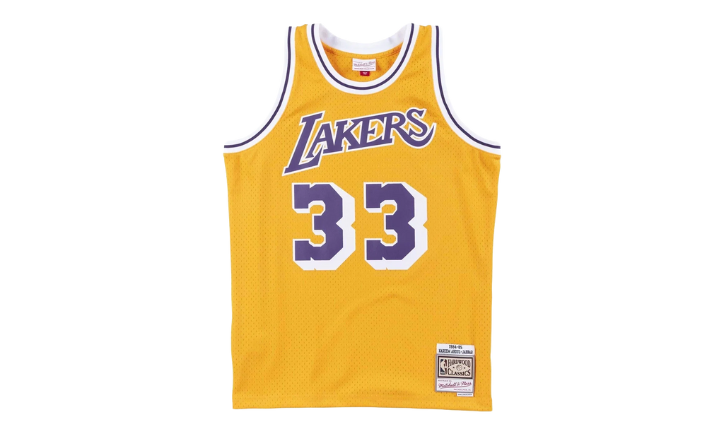 NBA Kareem Abdul-Jabbar Swingman Jersey "1984 Los Angeles Lakers - Light Gold" SMJYAC18110 LALLTGD84KAB