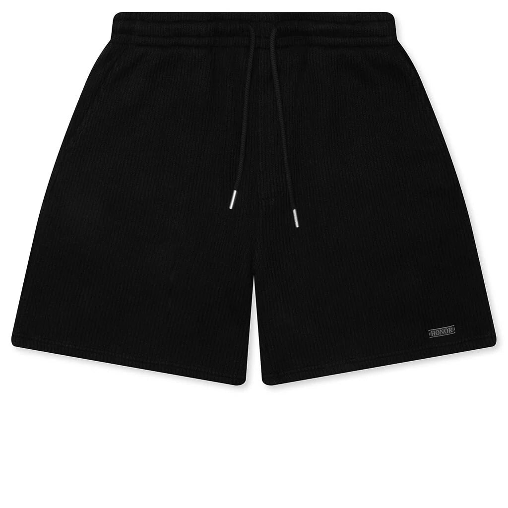 Rib Knit Drawcord 7 Shorts Black
