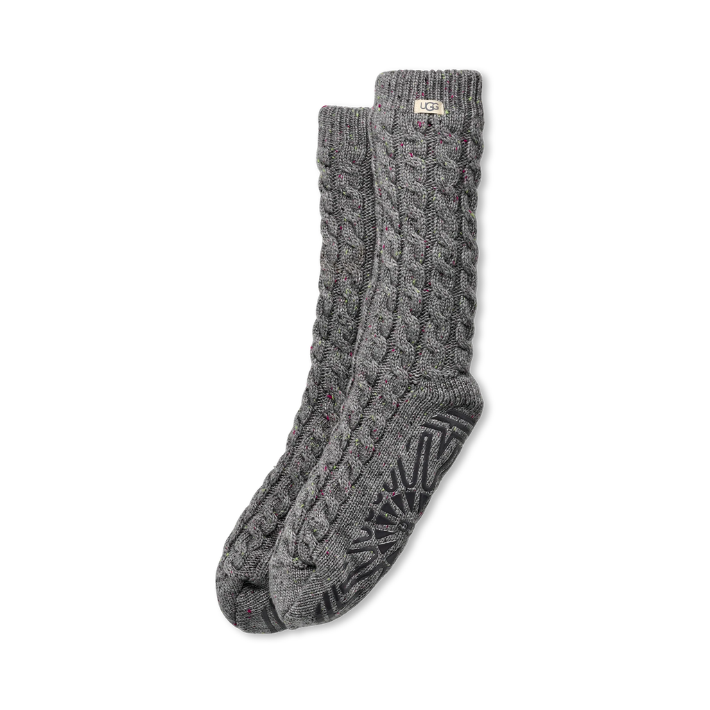 Women's Elowyn Cable Knit Fleece Lined in Charcoal Heather Confetti