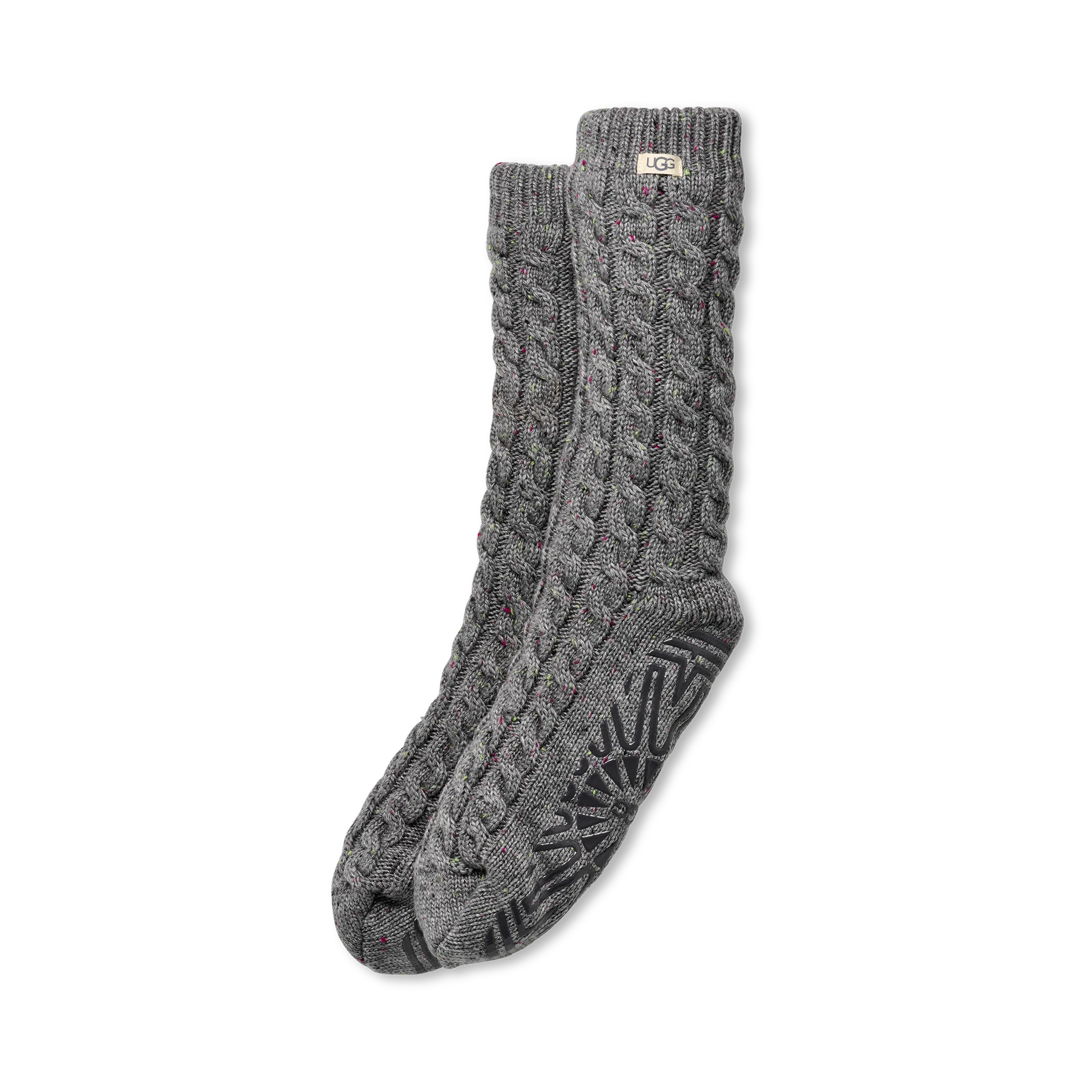 Women's Elowyn Cable Knit Fleece Lined in Charcoal Heather Confetti
