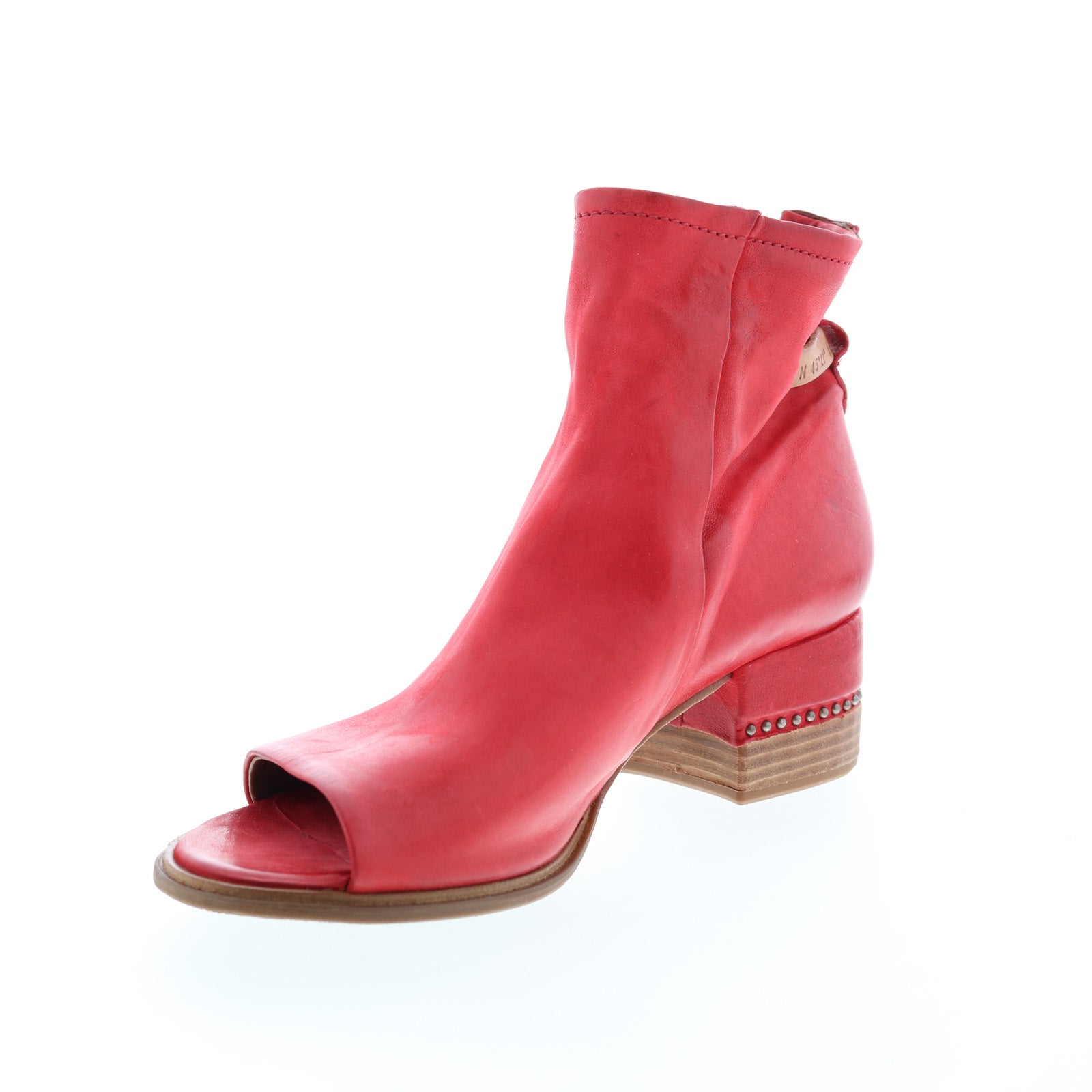 Morgan 672009-301 Womens Red Leather Hook & Loop Heeled Sandals Shoes
