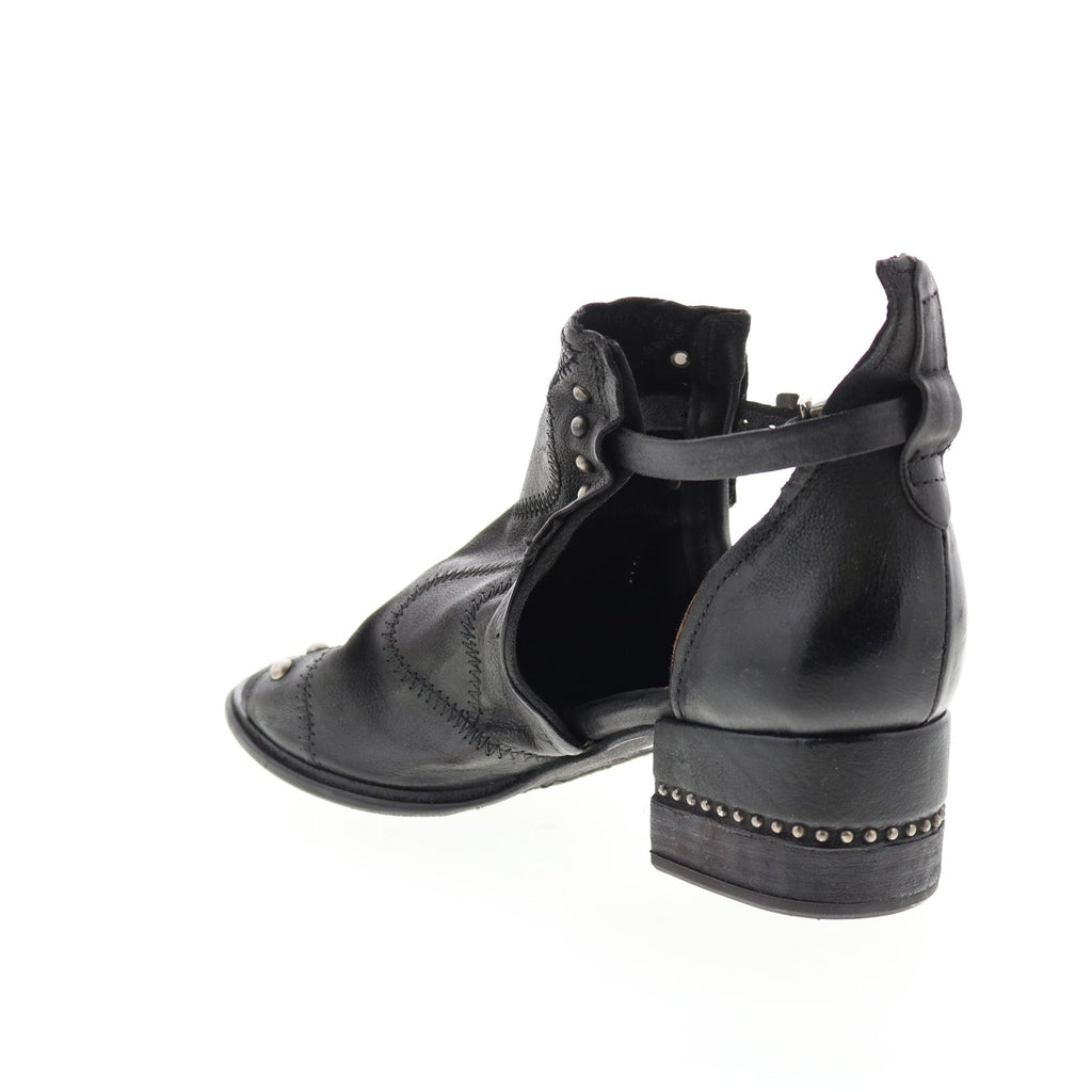 Maudie 672025-101 Womens Black Leather Heeled Sandals Shoes