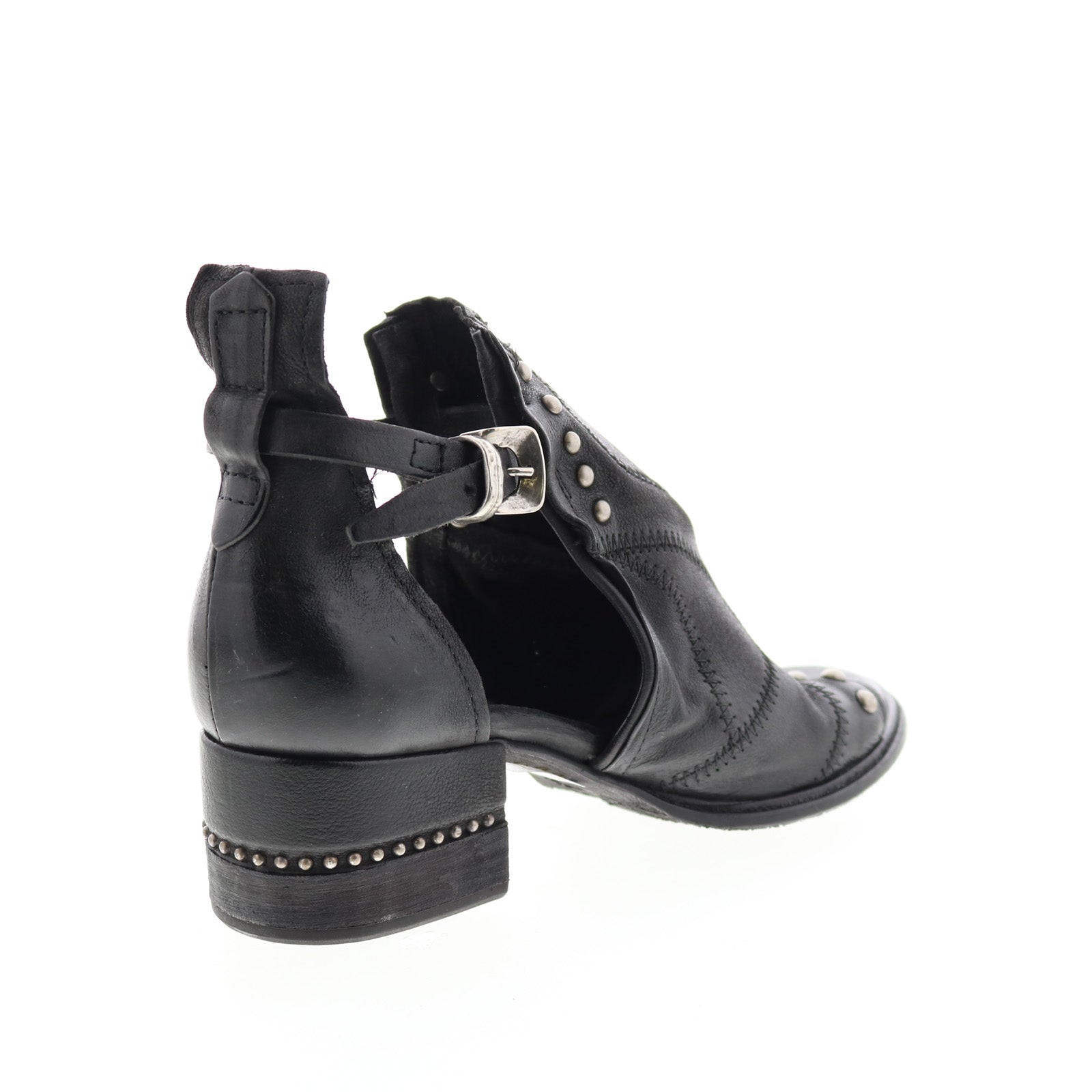 Maudie 672025-101 Womens Black Leather Heeled Sandals Shoes