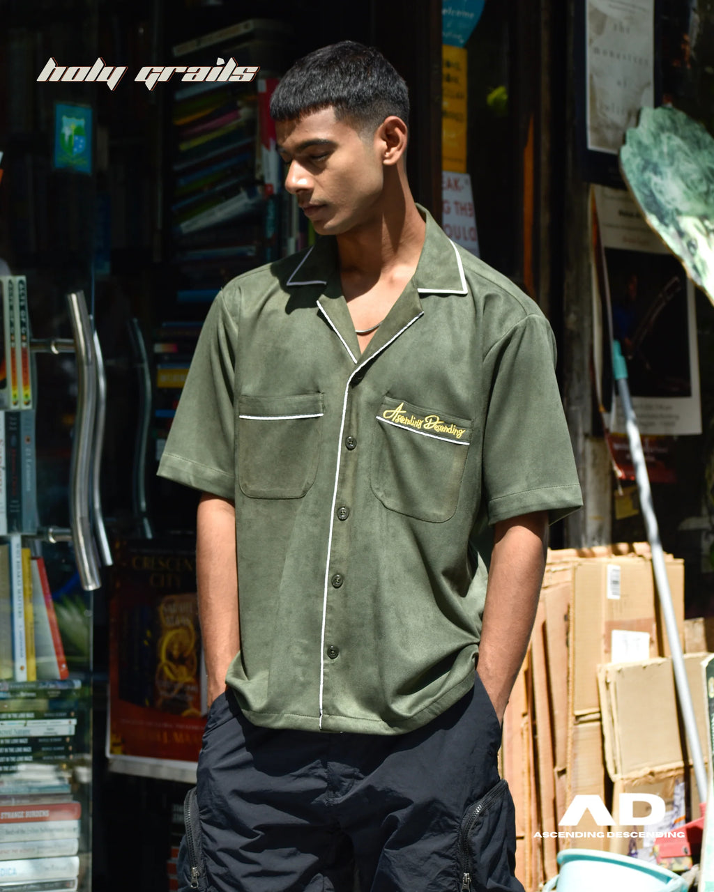 Vintage Suede Seaweed Green Shirt HG x Ascending Descending