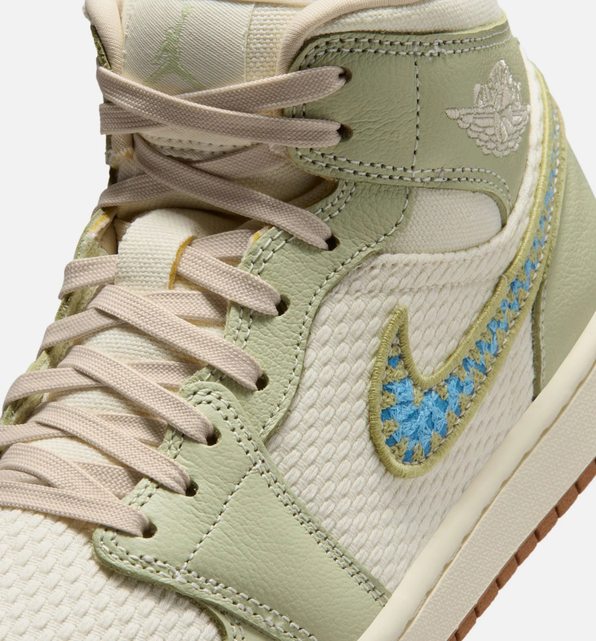 Air Jordan 1 Mid SE Womens Lifestyle Shoe Olive Aura Pearl White Lawn