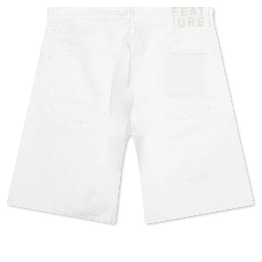 Berry Wide Denim Short Washed White