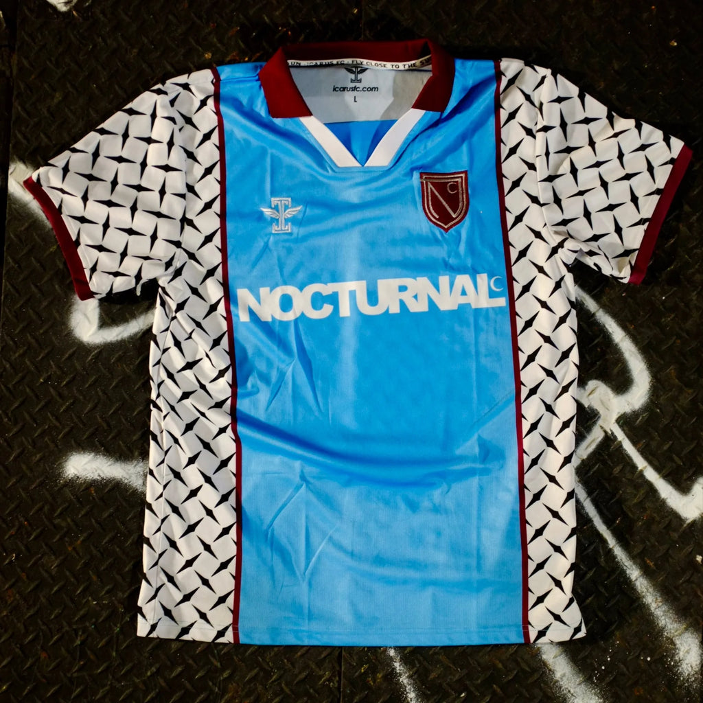 Nocturnal Soccer Jersey Powder Blue Maroon Diamond Plate
