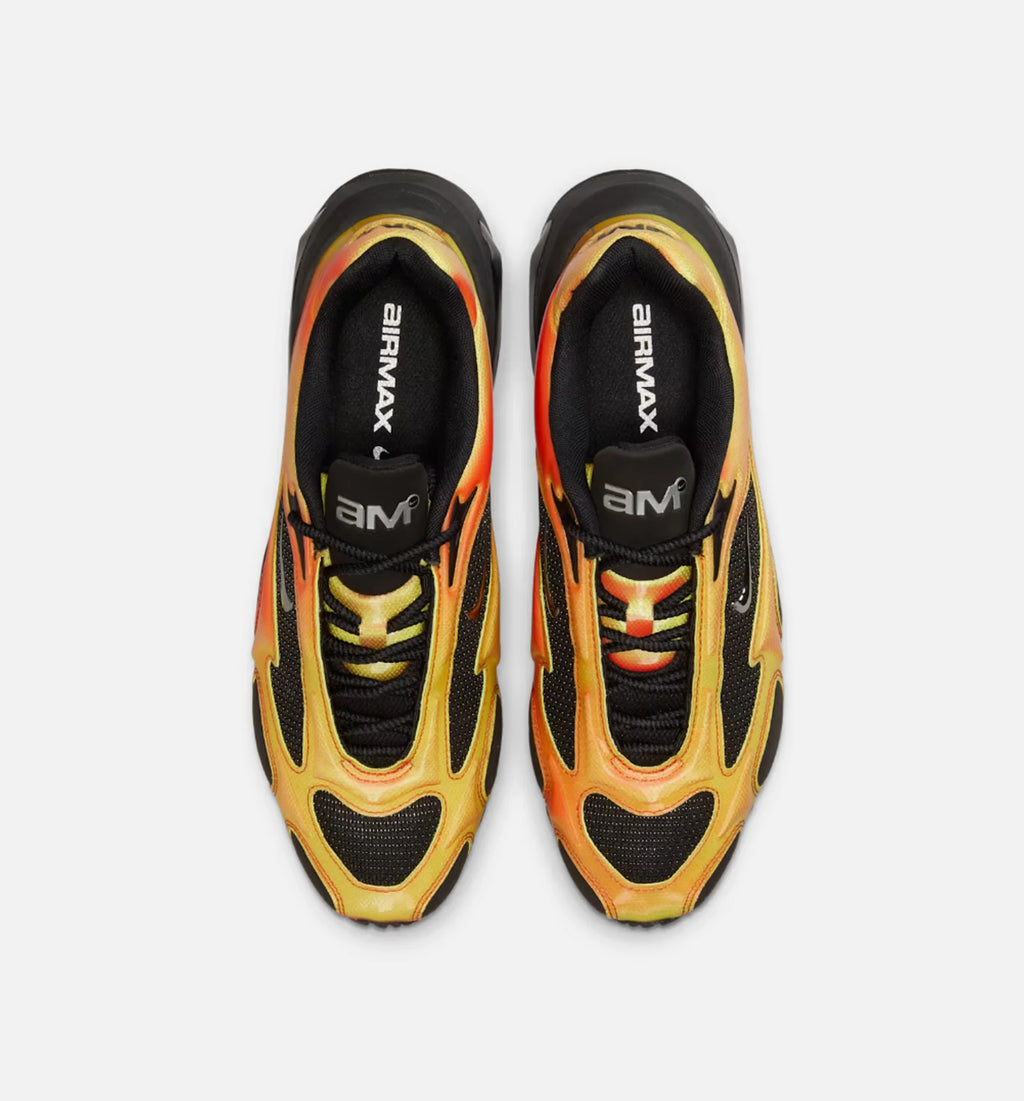 Air Max Muse Black and Metallic Silver Womens Lifestyle Shoe Black Bright Crimson Volt Metallic Silver
