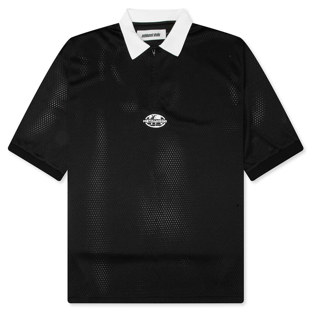 Quarter Zip Jersey Polo Black