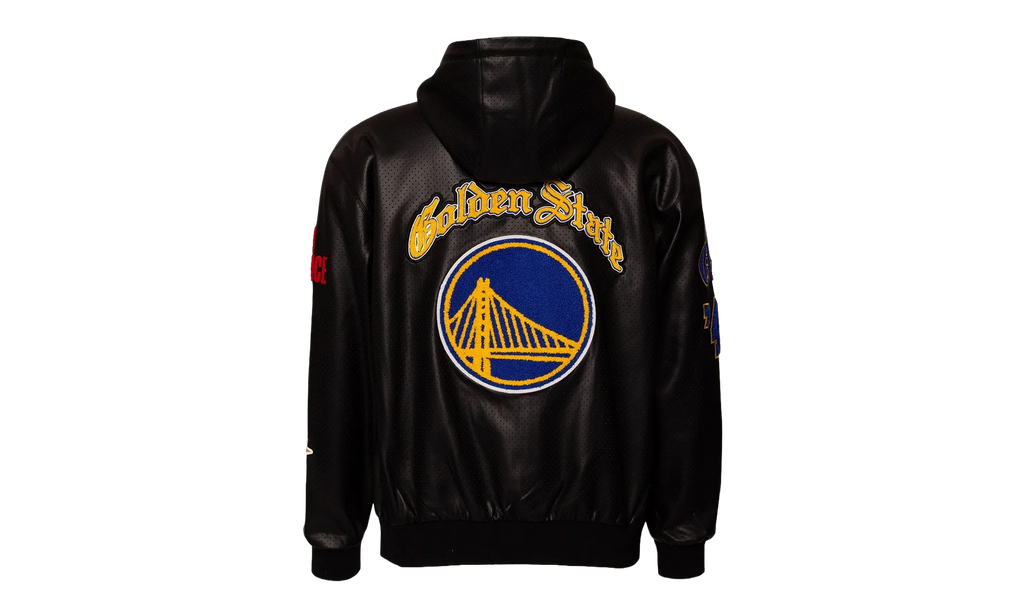Lightweight Vegan Zip-Up Hooded Jacket "Golden State Warriors 1946" NBA 147BLKDE WAR