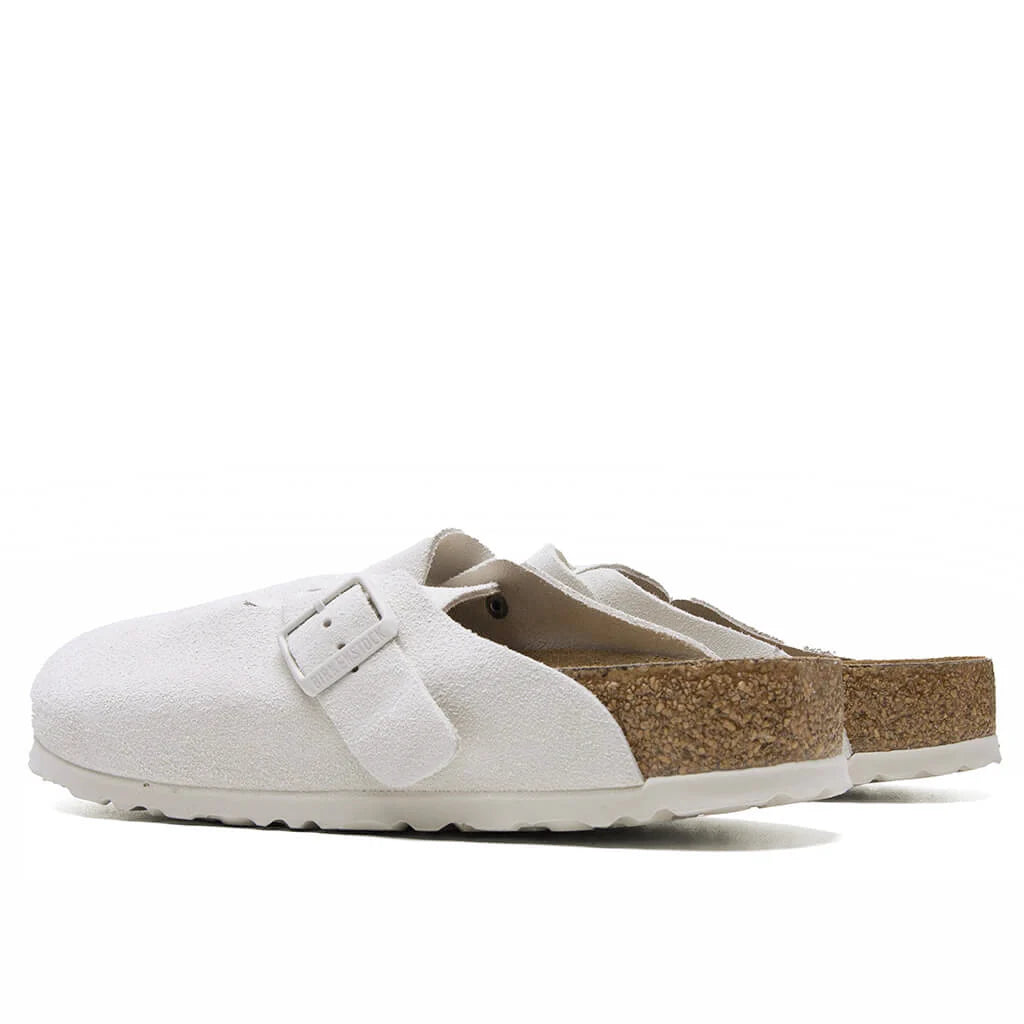 Boston Soft Footbed Suede Leather Antique White