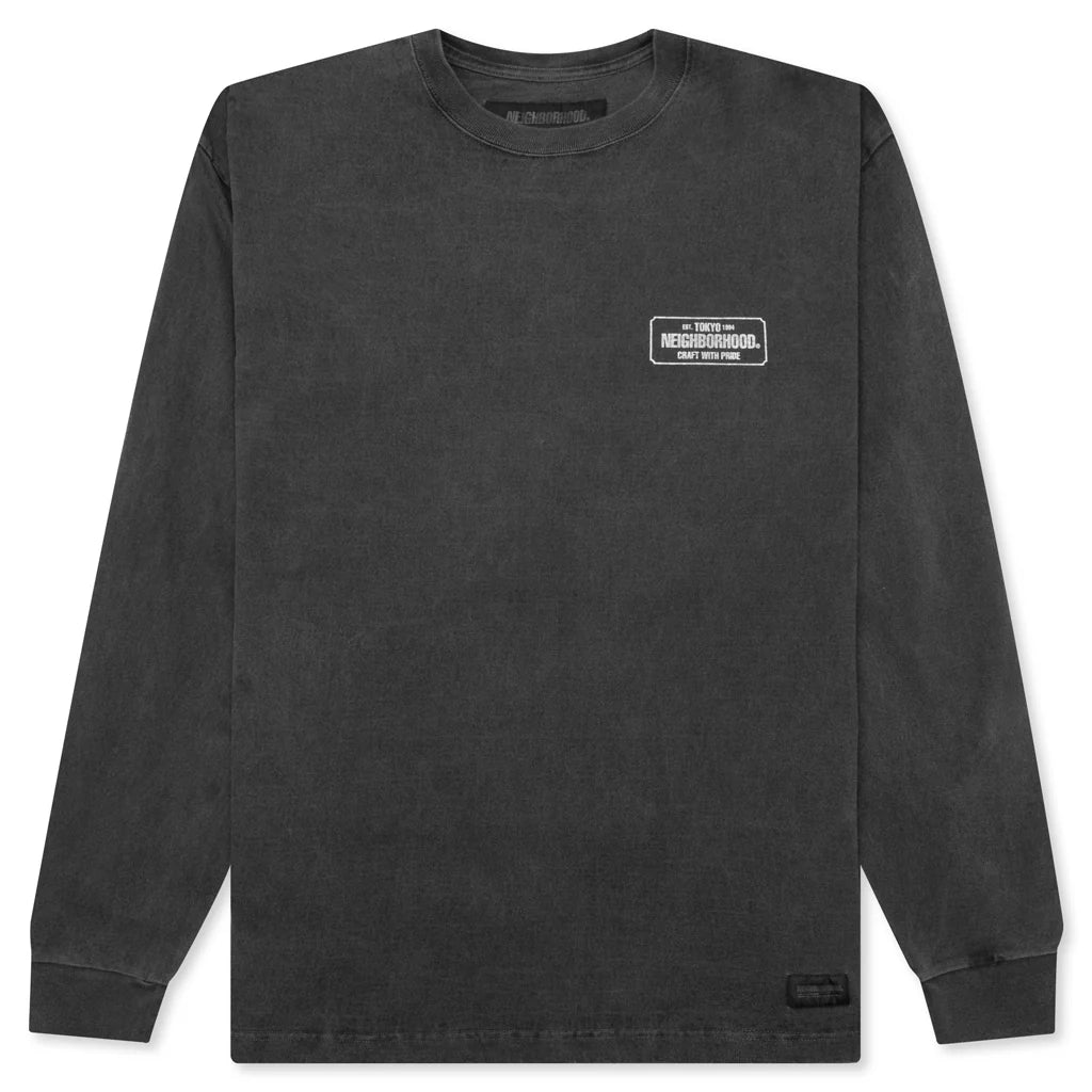 Pigment Dyed Crewneck L S Black