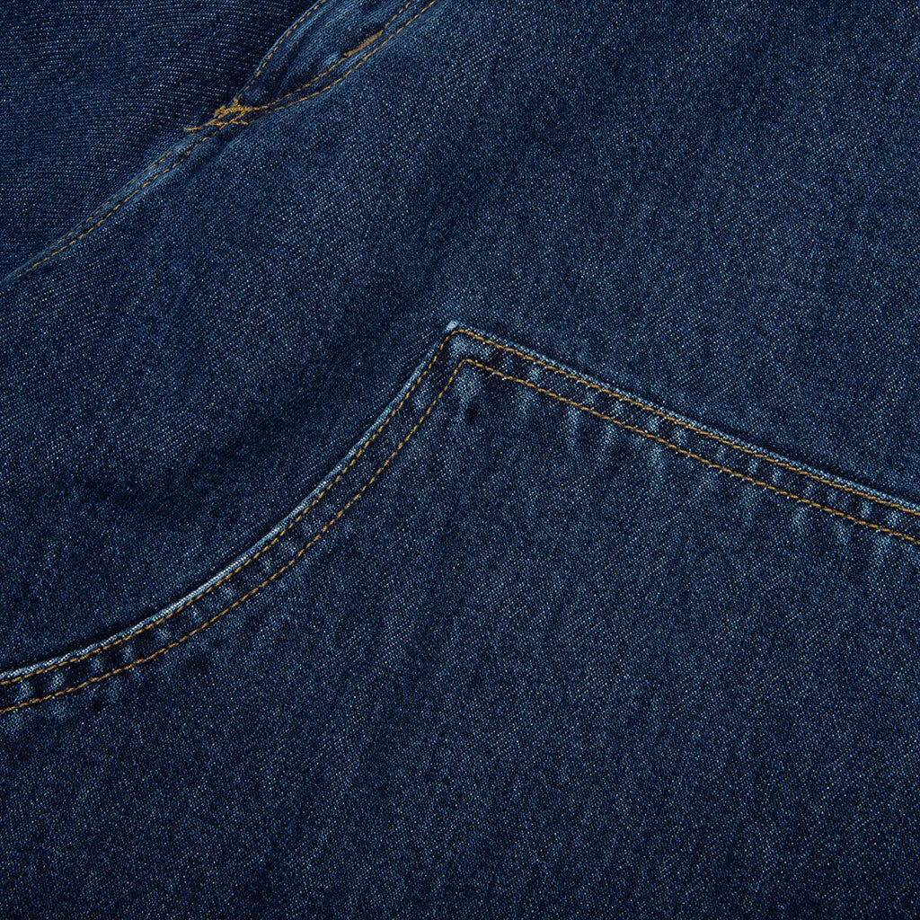 Double Knee Short Blue Stone Washed