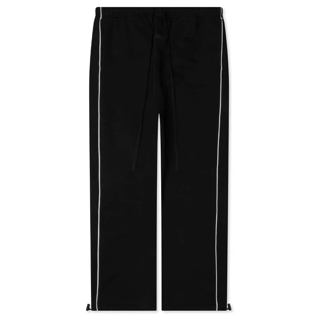 Relaxed Fleece Sweatpant With Piping Jet Black Cloud White