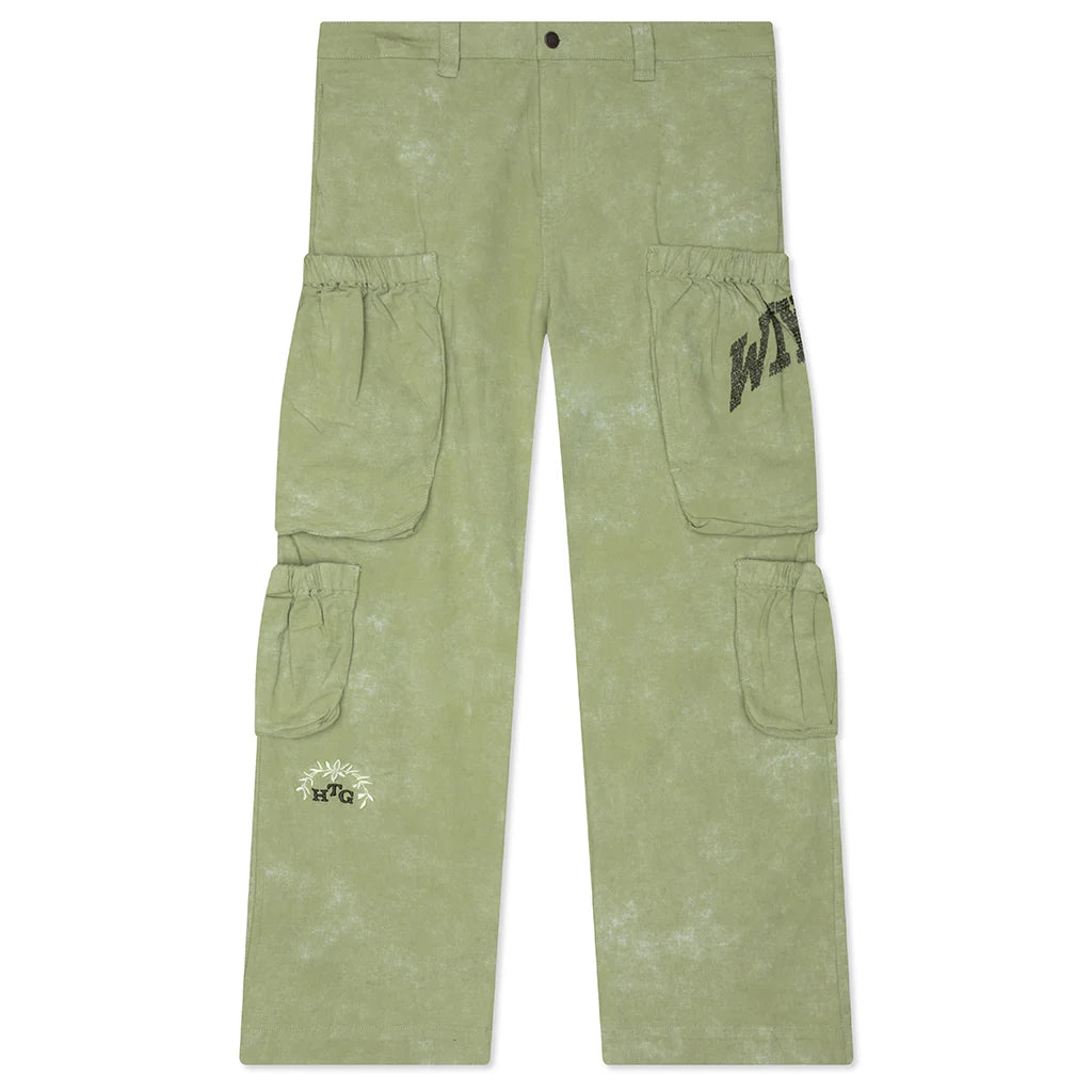 Twill Cargo Wide Leg Pant Green