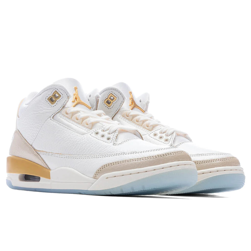 Womens Air Jordan 3 Retro Champagne and Oysters Sail Team Gold Pale Ivory
