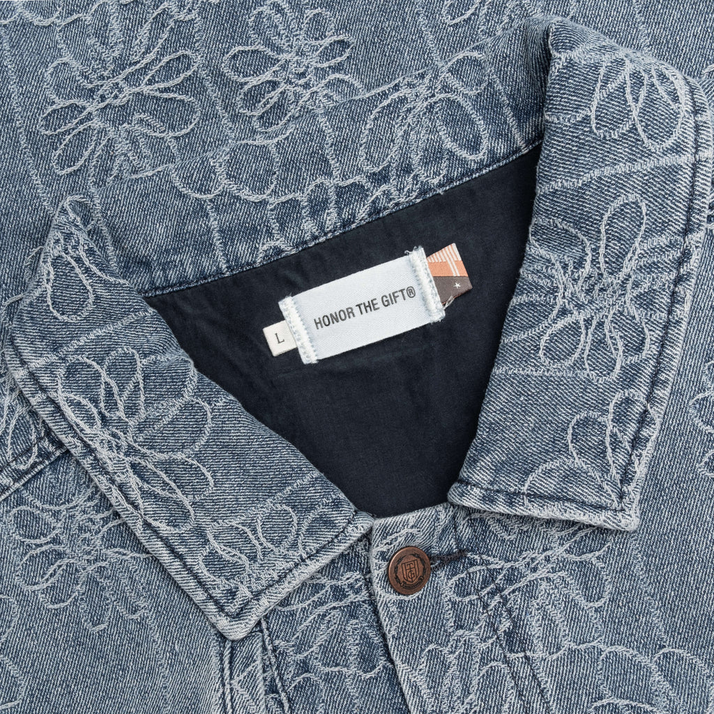 Floral Denim Jacket Light Indigo