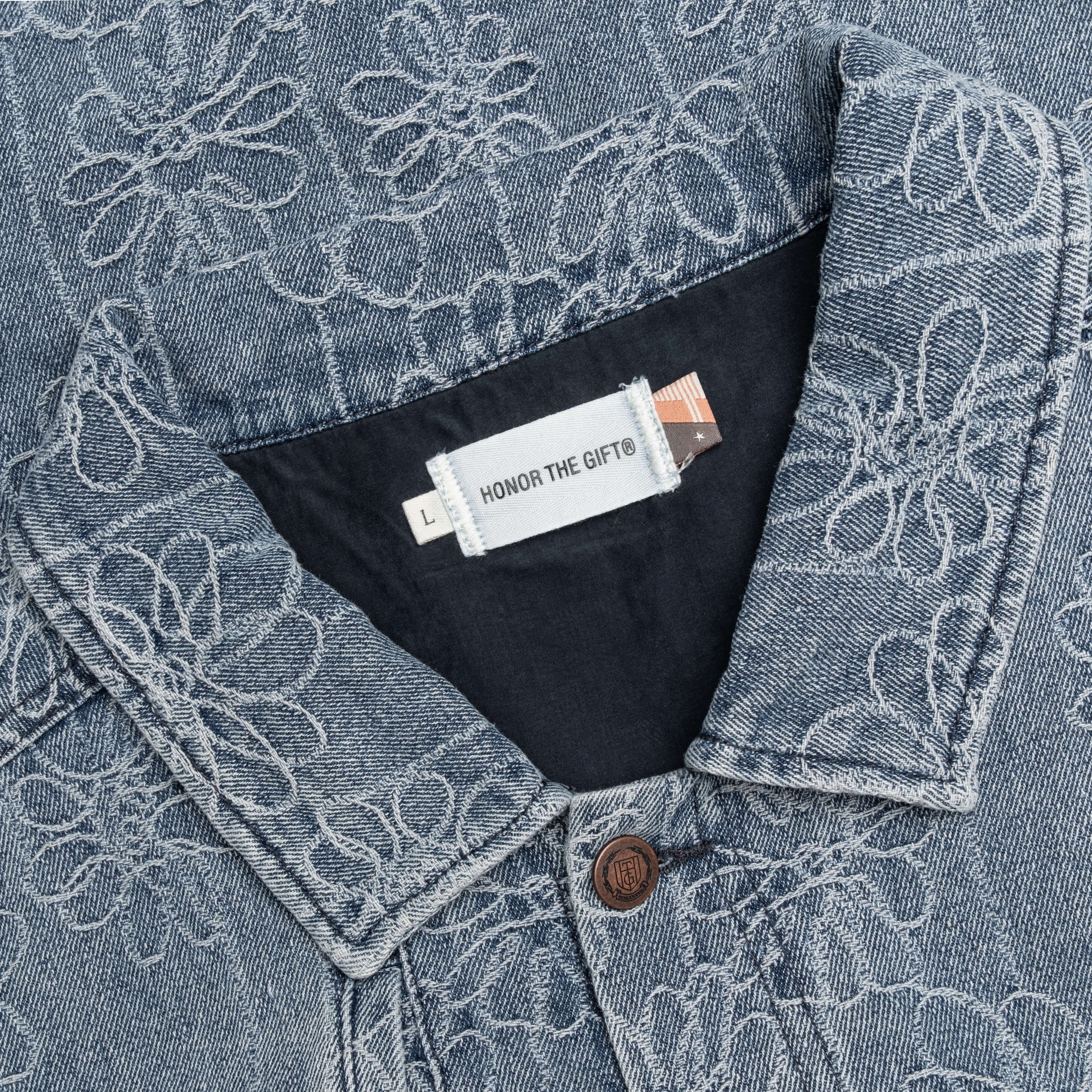 Floral Denim Jacket Light Indigo
